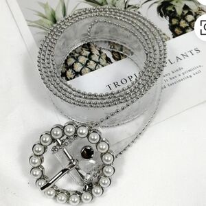 Circle Pearl Buckle Clear Transparent 2.8" Width S/M